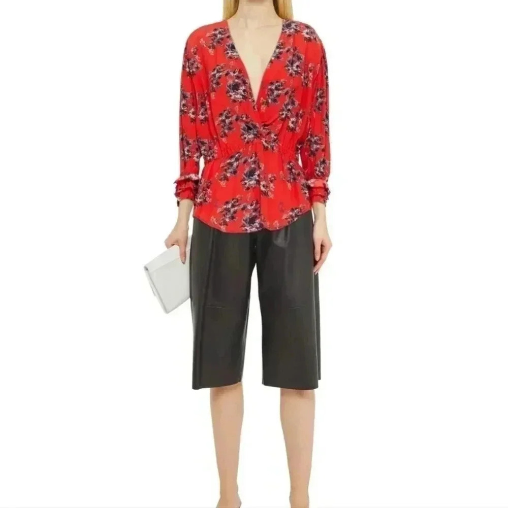 IROPosti floral-print crepe de chine peplum blouse